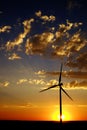 Windmill for Generating Power Wind Blowing Sky Clouds Sunset Sun Royalty Free Stock Photo