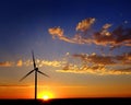 Windmill for Generating Power Wind Blowing Sky Clouds Sunset Sunrise Royalty Free Stock Photo