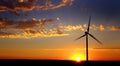 Windmill for Generating Power Wind Blowing Sky Clouds Sunset Sunrise Royalty Free Stock Photo