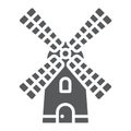 Windmill glyph icon, farming and agriculture