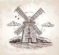 Windmill in graphic style.