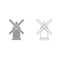 Windmill grey set icon . Royalty Free Stock Photo