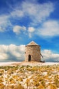 Windmill at Gyra beach, Lefkada Royalty Free Stock Photo