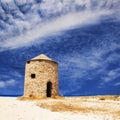 Windmill at Gyra beach, Lefkada Royalty Free Stock Photo