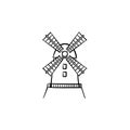 Windmill hand drawn sketch icon.