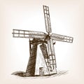 Windmill hand drawn sketch vector Royalty Free Stock Photo