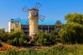 Windmill of Health on the shore of Khorol river in wellness resort Myrhorod, Ukraine