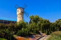 Windmill of Health on the shore of Khorol river in wellness resort Myrhorod, Ukraine