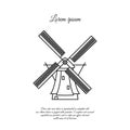 Windmill in Holland vector line, linear icon, sign