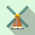 Windmill icon, flat style Royalty Free Stock Photo