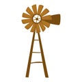 Windmill icon isolated on white background. Wooden rural windpump Vector illustration