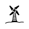 Black solid icon for Windmill, propeller and ventilator