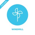 windmill icon vector from seasons collection. Thin line windmill outline icon vector  illustration. Linear symbol for use on web Royalty Free Stock Photo