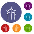 Windmill icons set Royalty Free Stock Photo