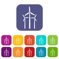 Windmill icons set flat Royalty Free Stock Photo