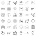 Windmill icons set, outline style Royalty Free Stock Photo