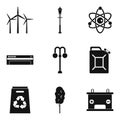 Windmill icons set, simple style Royalty Free Stock Photo