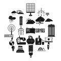 Windmill icons set, simple style Royalty Free Stock Photo