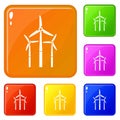 Windmill icons set vector color Royalty Free Stock Photo