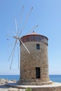 Windmill on the island of Rhodes Royalty Free Stock Photo