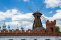 Windmill in Izmaylovsky Kremlin in Moscow. Traditional Russian a