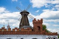 Windmill in Izmaylovsky Kremlin in Moscow. Traditional Russian a