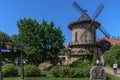 Windmill on Krestovsky island on a bright Sunny day