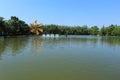 Windmill and lake