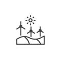 Windmill Landscape Outline Icon