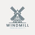 windmill line art logo vector illustration template design, icon agriculture, farm house design Royalty Free Stock Photo