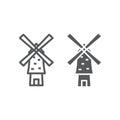 Windmill line and glyph icon, energy and wind, mill sign, vector graphics, a linear pattern on a white background.