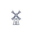 Windmill line icon - old mill linear pictogram isolated on white background. Vector illustration.