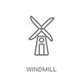 Windmill linear icon. Modern outline Windmill logo concept on wh