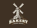 Windmill logo - vector illustration. Bakery emblem on dark background