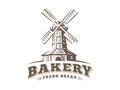 Windmill logo - vector illustration. Bakery emblem on white background