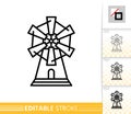 Windmill mill farm simple thin line vector icon