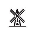 Windmill, Mill icon. Vector illustration isolated on white background.