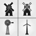 Windmill Mill Simple Vector Icons