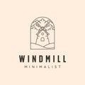 windmill minimalist line art logo vector symbol illustration design Royalty Free Stock Photo