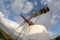 Windmill moinho in Albufeira Portugal, taken with a fish eye lens on a sunny day