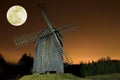 Windmill and moon Royalty Free Stock Photo