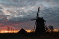 Windmill morning sky, De Rietveldse Molen, Hazerswoude Dorp Royalty Free Stock Photo