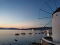 Windmill in Mykonos Sunset Seaside Royalty Free Stock Photo