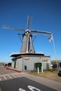 Windmill named `De Liefde` the Love along riverside of river Lek in Streefkerk, the Netherlands Royalty Free Stock Photo