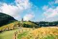 Windmill and nature view at Hill of wind in Geoje, Korea Royalty Free Stock Photo