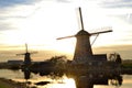 Windmill Netherlands Sunset Royalty Free Stock Photo
