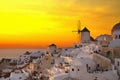 Windmill of Oia at sunset, Santorini Royalty Free Stock Photo