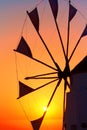 Windmill in Oia at sunset, Santorini Royalty Free Stock Photo