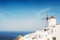 Windmill in Oia town. Santorini island, Greece Royalty Free Stock Photo