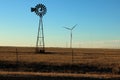 Windmill old and new technologies texas high plains llano estacado wind and water Royalty Free Stock Photo